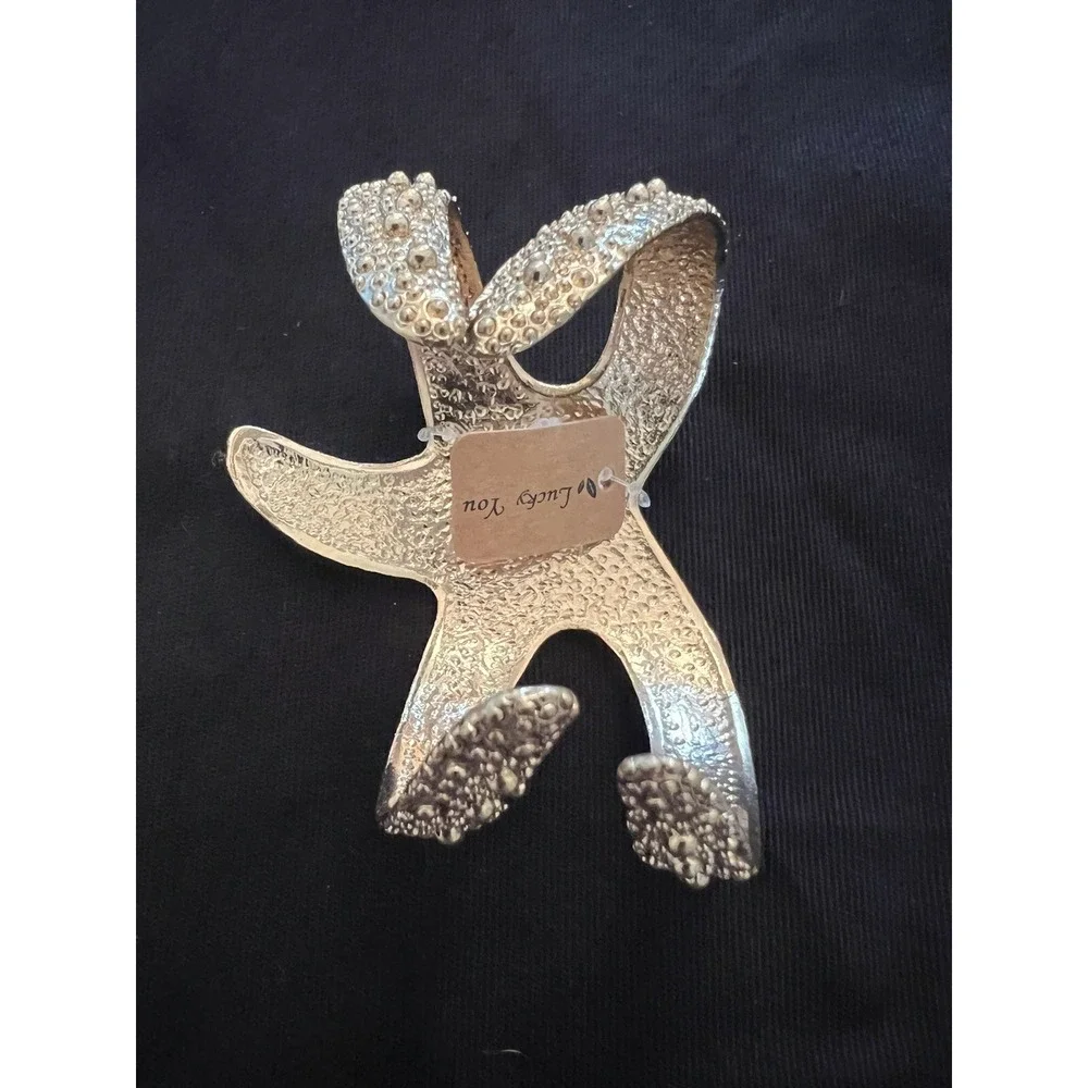 NWT Lucky‎ You Starfish Chunky Gold Tone Textured Cuff Bracelet